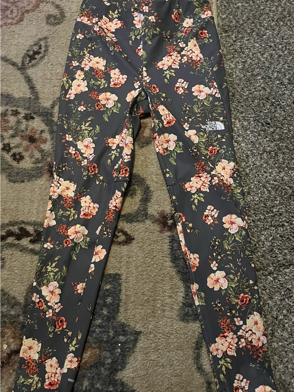 The North Face Girls Floral Active Leggings in Gray
